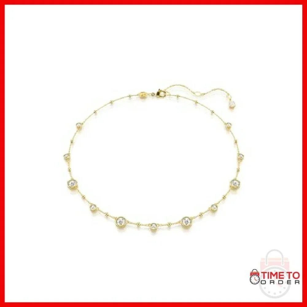 Gold-Tone Crystal Necklace with Lobster Clasp, 14.96 Inches